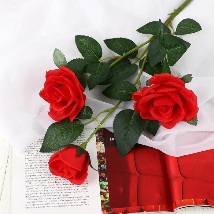 Цветы искусственные "Роза Фиона" три бутона, 8х70 см, красный