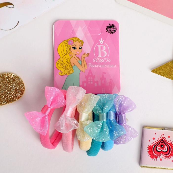 Резинка для волос "Бантик" (набор 6 шт) ромашки