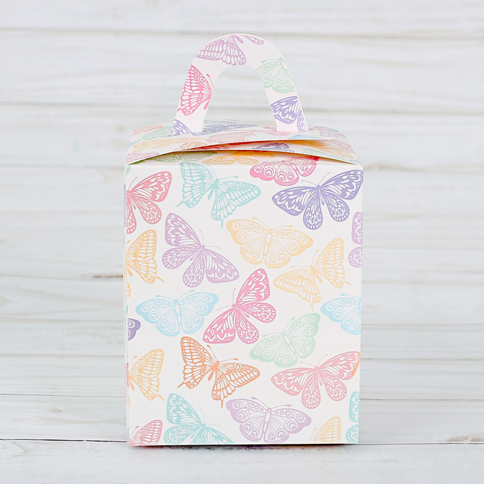 Складная коробка под один капкейк «Бабочки», 9 х 9 х 11 см