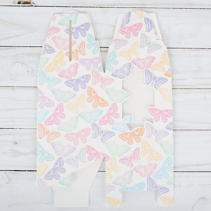 Складная коробка под один капкейк «Бабочки», 9 х 9 х 11 см