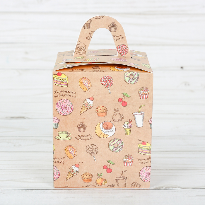 Складная коробка под один капкейк «Хорошие моменты», 9 х 9 х 11 см