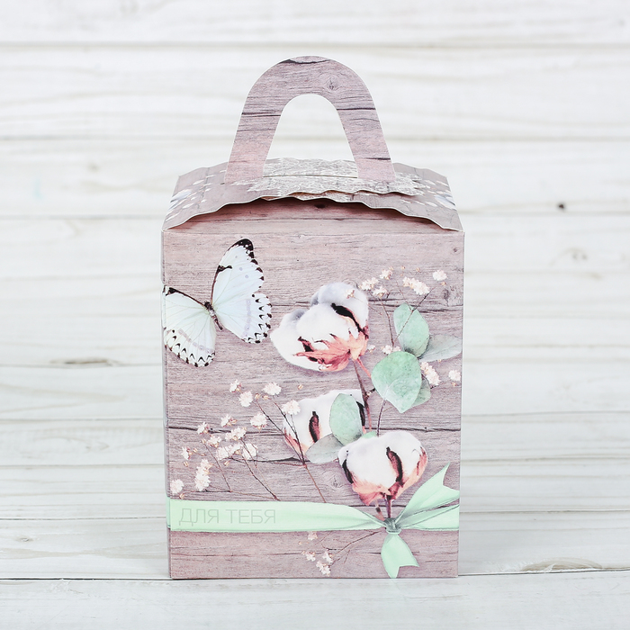 Складная коробка под один капкейк «С нежностью для тебя», 9 х 9 х 11 см