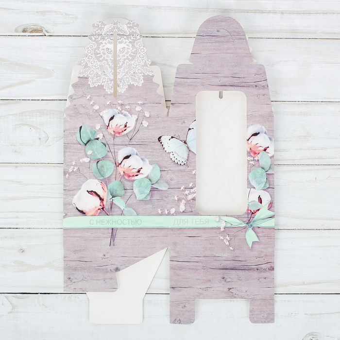 Складная коробка под один капкейк «С нежностью для тебя», 9 х 9 х 11 см