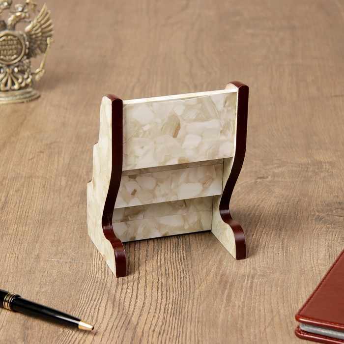 Органайзер настольный, 3 секции, цвет под жёлтый мрамор, 15*19*11 см