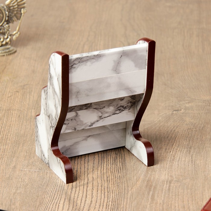 Органайзер настольный, 3 секции, цвет под белый мрамор, 15*19*11 см