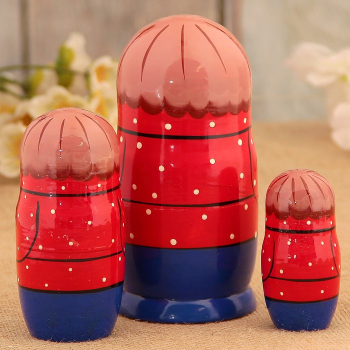 Матрёшка «Дед с цветами», 3 кукольная, 15 см