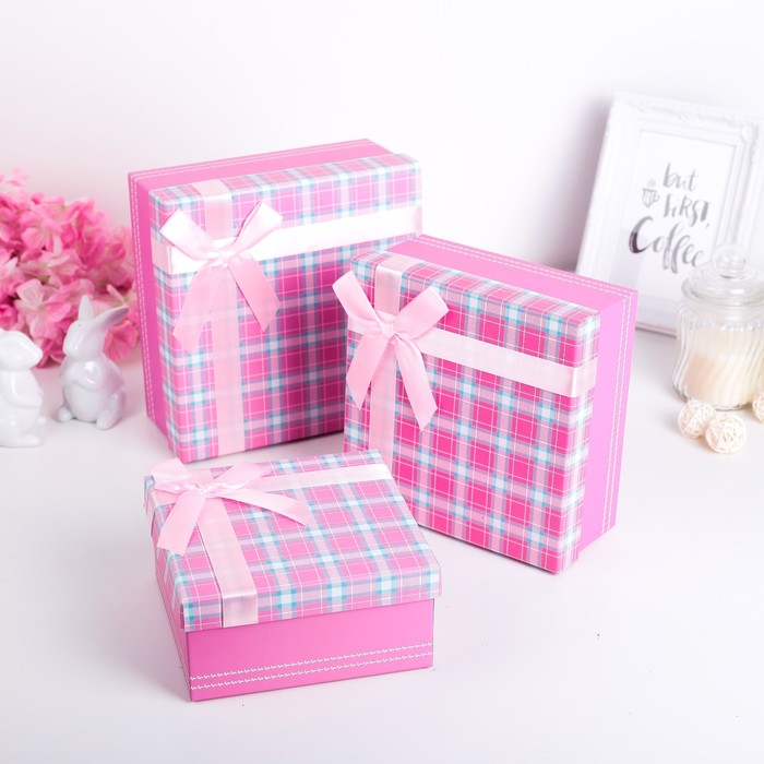 Набор коробок 3в1 "Клетка" 20 х 20 х 9,5 - 15,5 х 15,5 х 7,5 см