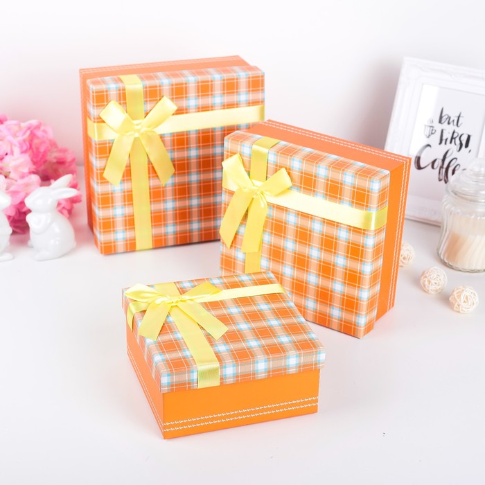 Набор коробок 3в1 "Клетка" 20 х 20 х 9,5 - 15,5 х 15,5 х 7,5 см