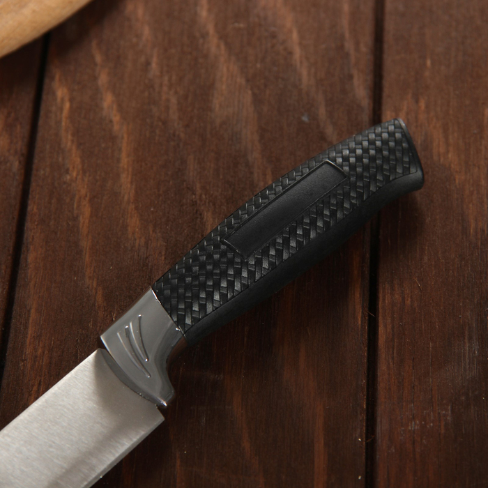 Набор кухонный, 6 предметов: 5 ножей 8,5/12/12/19,7/19 см, ножницы, цвет черный