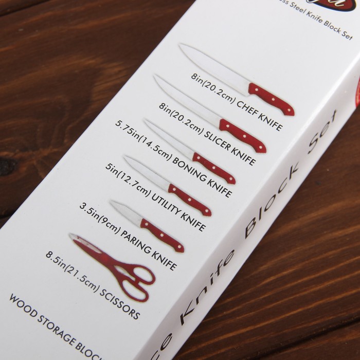 Набор кухонный, 6 предметов: 5 ножей 8,5/12/12/19,7/19 см, ножницы, цвет голубой