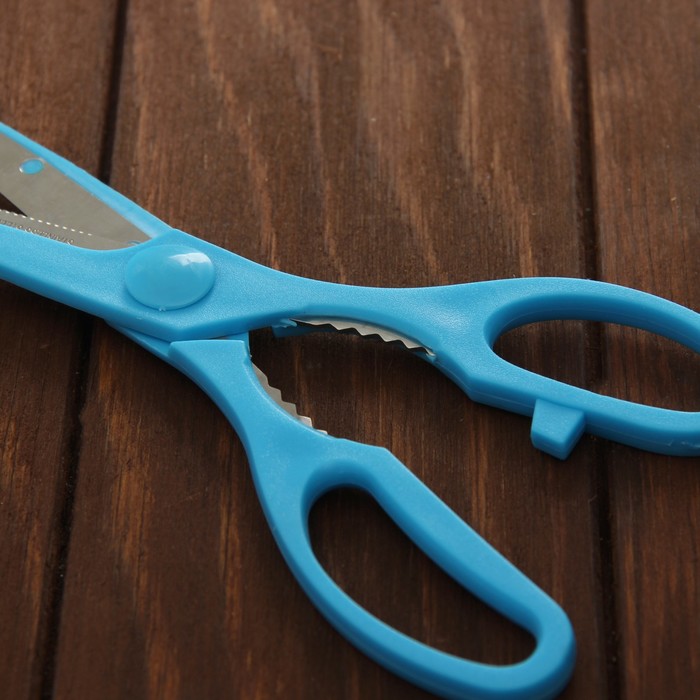 Набор кухонный, 6 предметов: 5 ножей 8,5/12/12/19,7/19 см, ножницы, цвет голубой