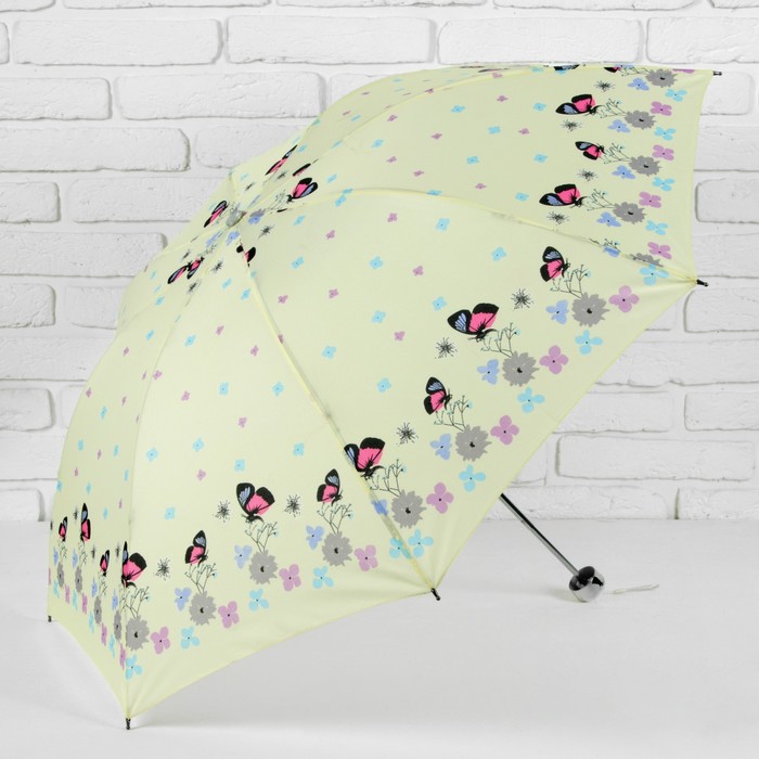 Зонт механический ""Весенняя полянка", R=49см, цвет жёлтый