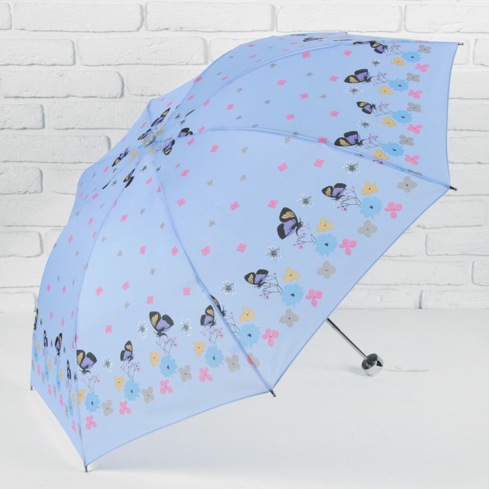 Зонт механический ""Весенняя полянка", R=49см, цвет сиреневый