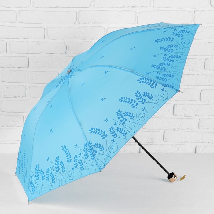 Зонт механический "Колоски", R=48см, цвет голубой