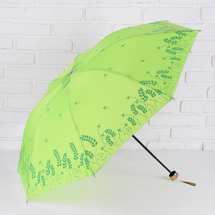 Зонт механический "Колоски", R=48см, цвет зелёный