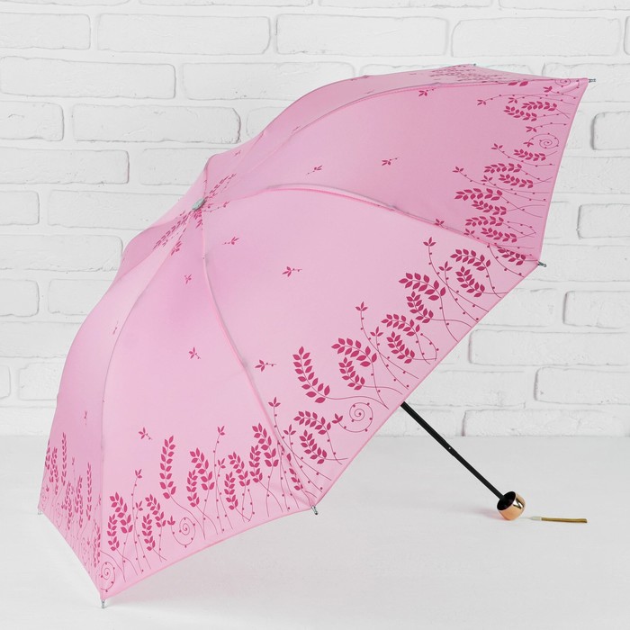 Зонт механический "Колоски", R=48см, цвет розовый