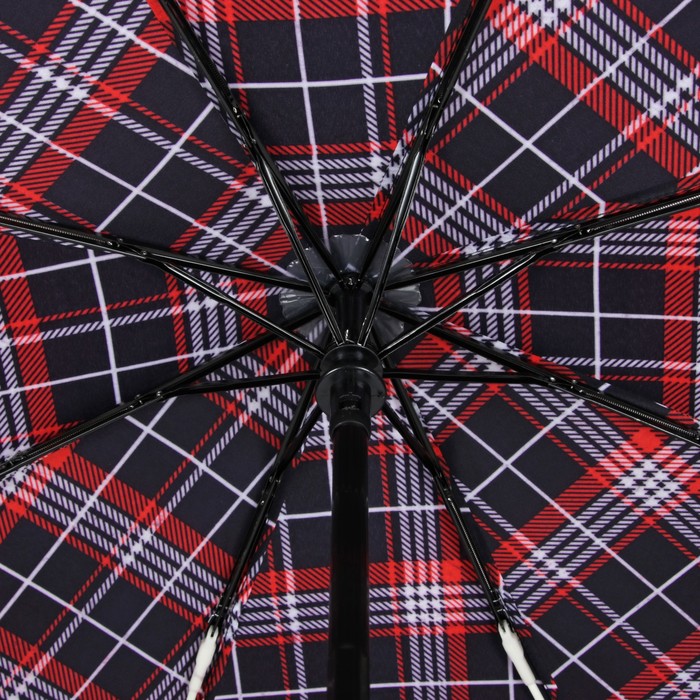 Зонт автоматический "Клетка", R=49см, цвет чёрный/красный