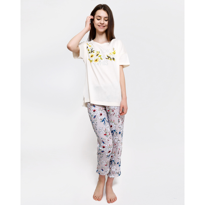 Комплект женский  (джемпер, бриджи) 1315-6 (592276) цвет молочный, р-р 50 (XL)