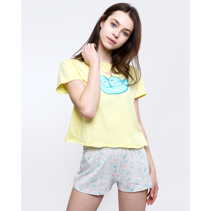 Комплект женский  (джемпер, шорты) 2067-6 (592290) цвет жёлтый, р-р 42 (XS)