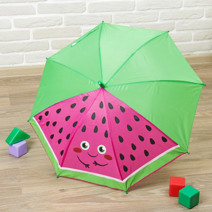 Зонт детский "Арбуз", полуавтоматический, r=35 см, цвет зелёный