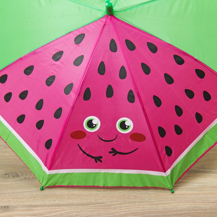 Зонт детский "Арбуз", полуавтоматический, r=35 см, цвет зелёный