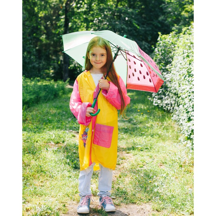 Зонт детский "Арбуз", полуавтоматический, r=35 см, цвет зелёный