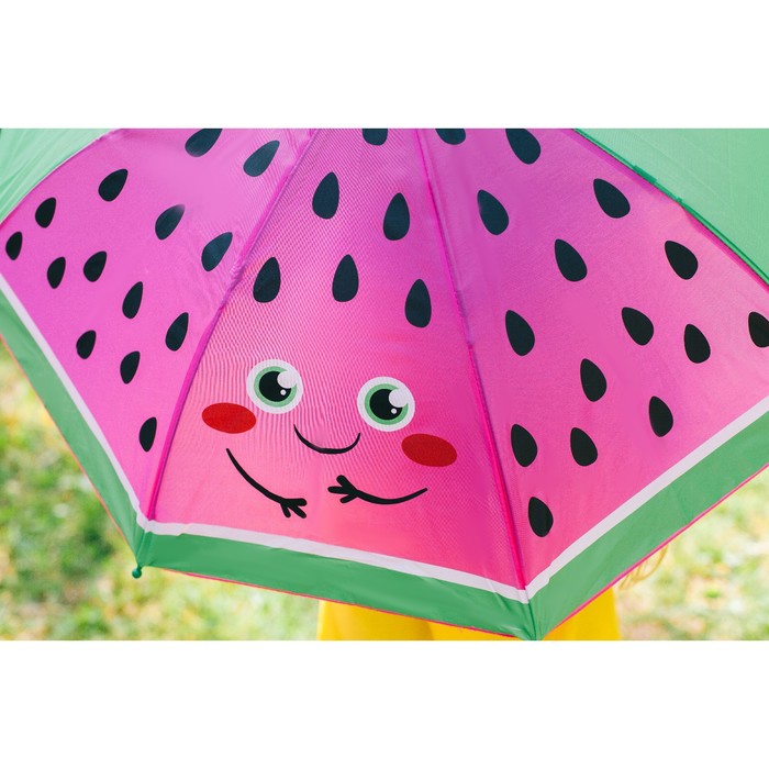 Зонт детский "Арбуз", полуавтоматический, r=35 см, цвет зелёный