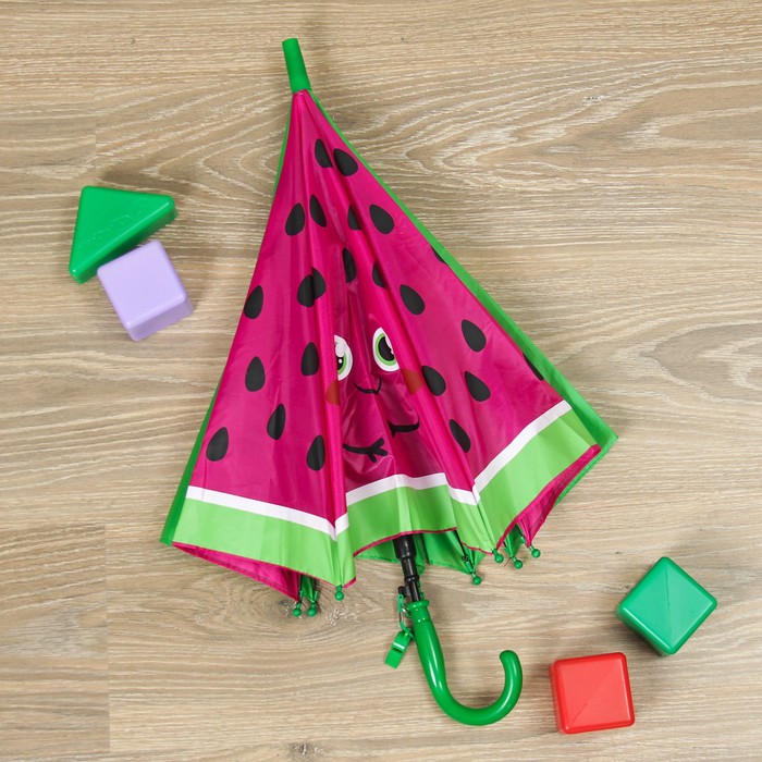 Зонт детский "Арбуз", полуавтоматический, r=35 см, цвет зелёный