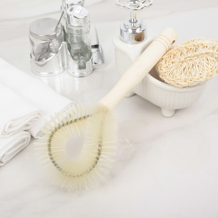 Щетка для чистки посуды 24х11х4 см, ПВХ щетина, деревянная ручка