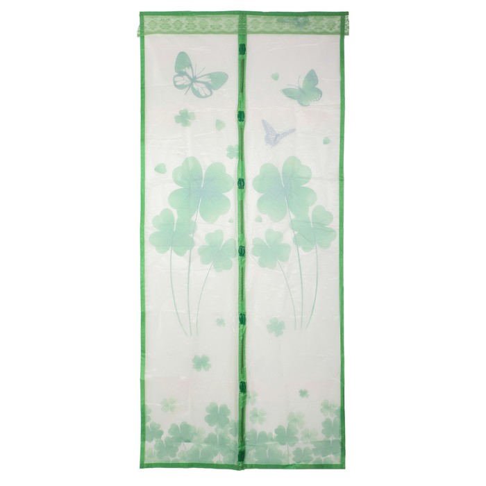 Сетка антимоскитная на магнитах 90х210 см "Клевер", цвет зеленый