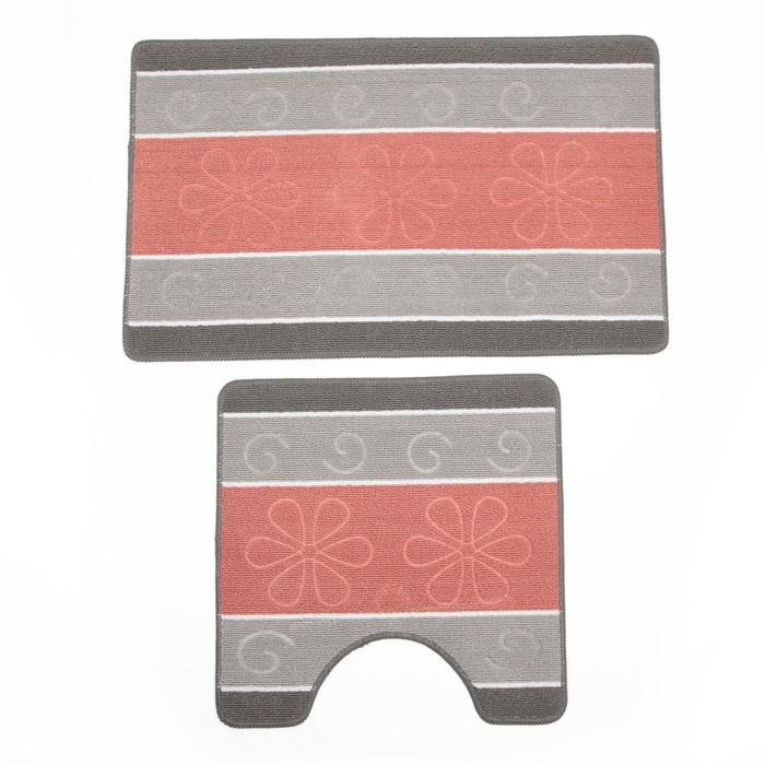 Набор ковриков для ванной и туалета 2 шт "Полосатый"
