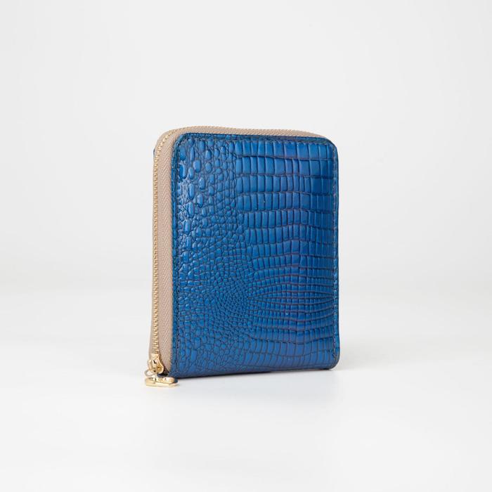 Кошелёк женский, 2 отдела, для карт, для монет, цвет синий