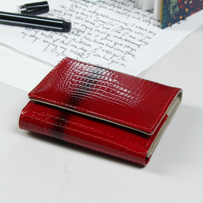 Кошелёк женский, 2 отдела, для карт, для монет, цвет красный