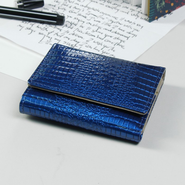 Кошелёк женский, 2 отдела, для карт, для монет, цвет синий