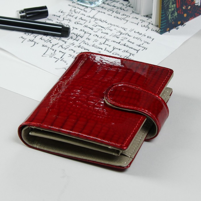 Кошелёк женский, 2 отдела, для карт, для монет, цвет красный