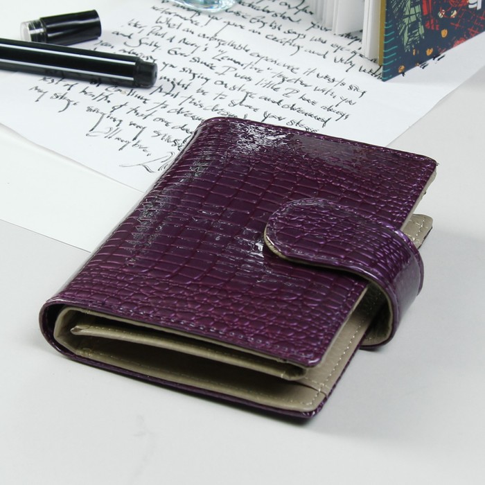 Кошелёк женский, 2 отдела, для карт, для монет, цвет фиолетовый