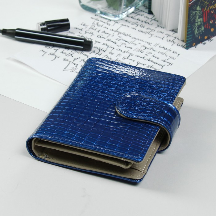 Кошелёк женский, 2 отдела, для карт, для монет, цвет синий