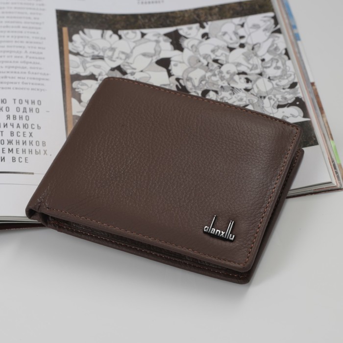 Кошелёк мужской, 2 отдела, для карт, для монет на клапане, цвет кофе