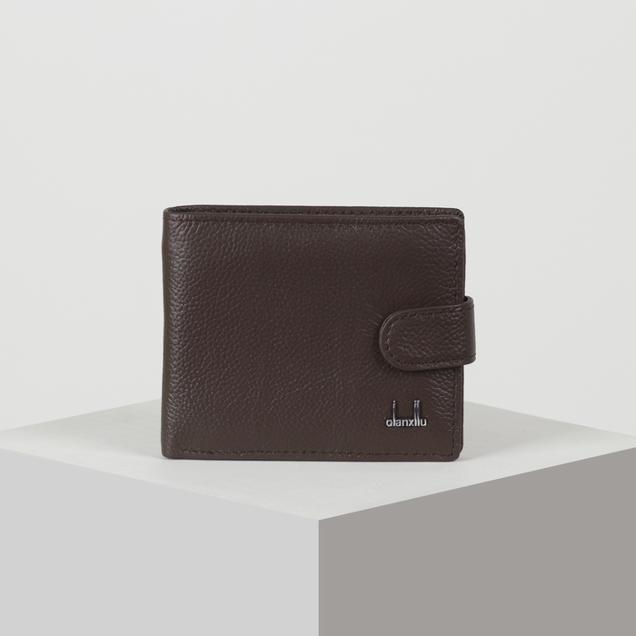 Кошелёк мужской, 2 отдела, для карт, для монет на клапане, цвет кофе