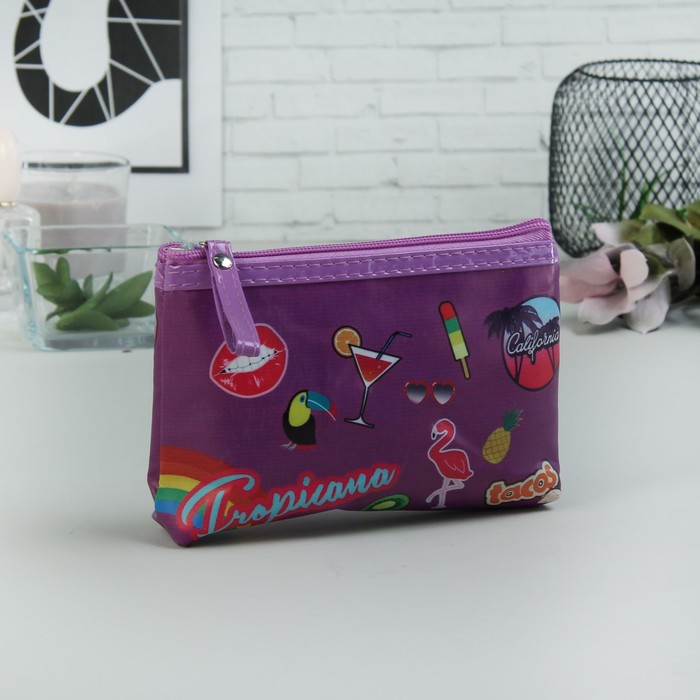 Набор косметичек 2 в 1 «Вечеринка», отдел на молниях, ручка, цвет фиолетовый