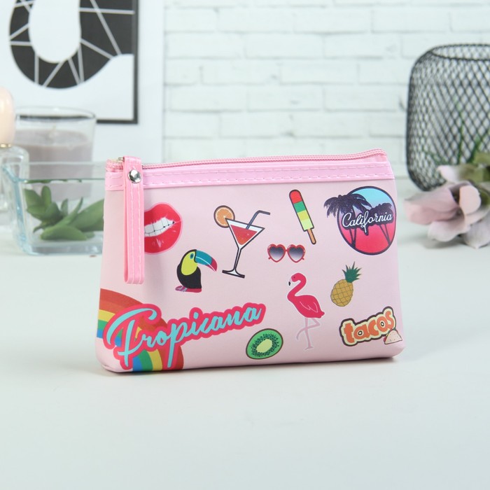 Набор косметичек 2 в 1 «Вечеринка», отдел на молниях, ручка, цвет розовый