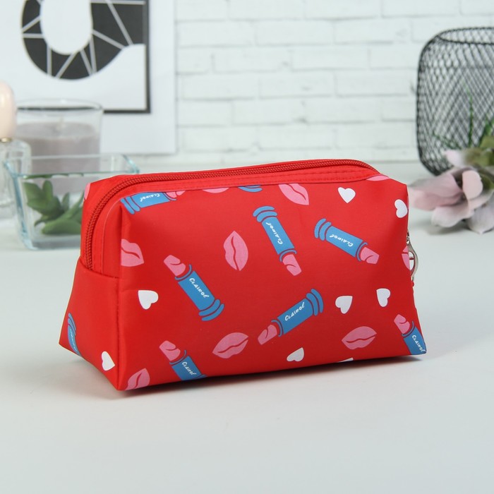Косметичка дорожная «Губки», отдел на молнии, ручка, цвет красный