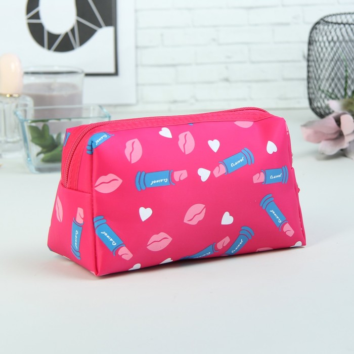 Косметичка дорожная «Губки», отдел на молнии, ручка, цвет малиновый