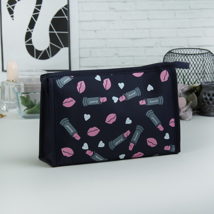 Косметичка «Губки», отдел на молнии, цвет тёмно-синий