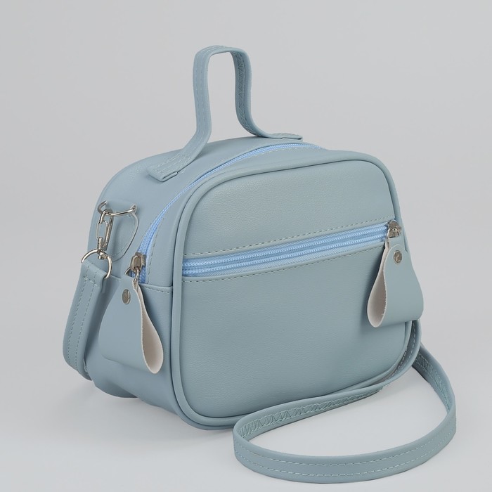 Сумка женская, отдел на молнии, наружный карман, регулируемый ремень, цвет голубой