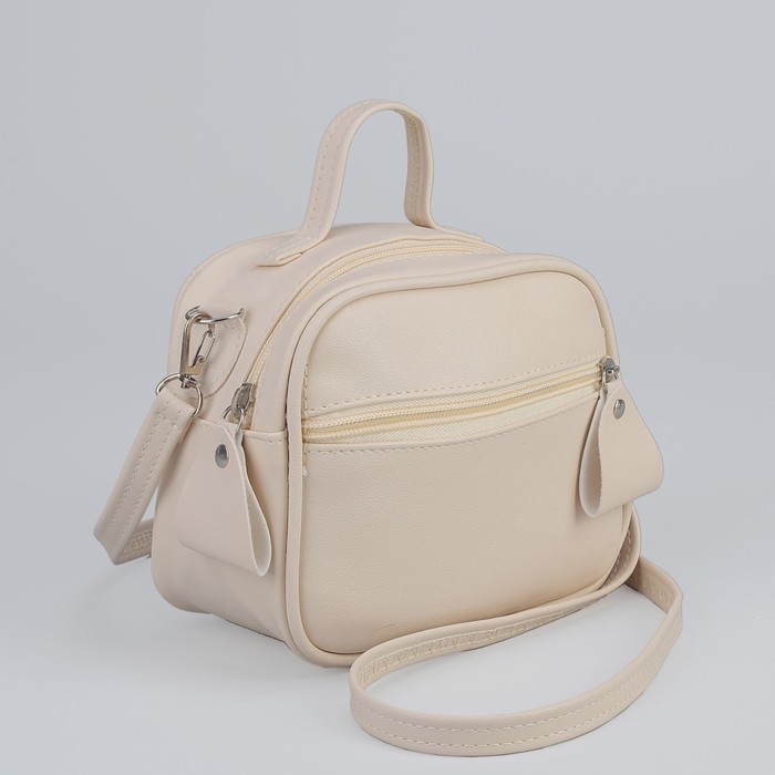 Сумка женская, отдел на молнии, наружный карман, регулируемый ремень, цвет молочный