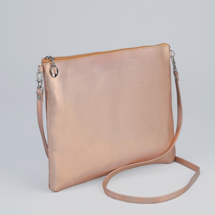 Сумка женская "Классика", отдел на молнии, длинный ремень, цвет пудровый