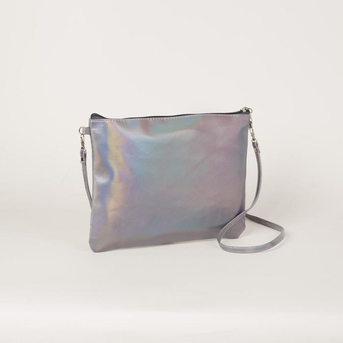 Сумка женская, отдел на молнии, длинный ремень, цвет серый