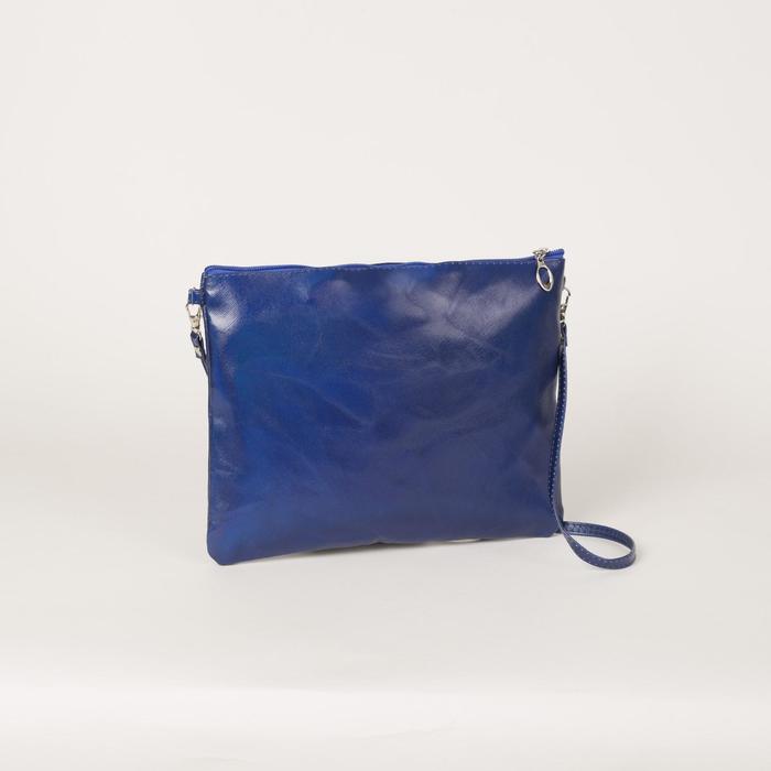 Сумка женская, отдел на молнии, длинный ремень, цвет синий