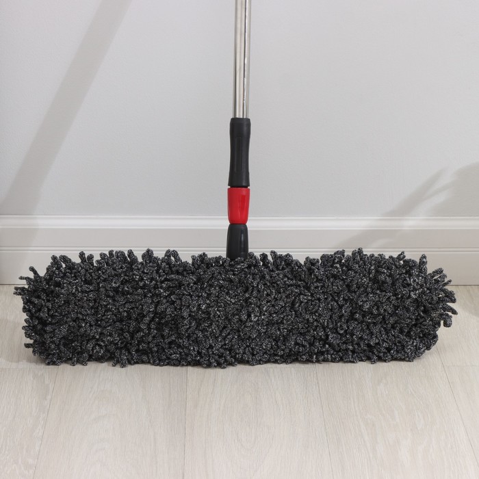 Швабра плоская, стальная ручка, микрофибра 61х10х140 см